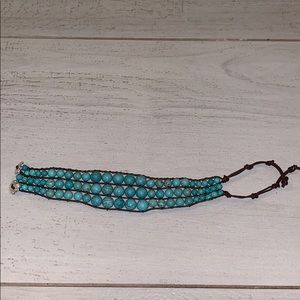 Handmade turquoise colored stone bracelet costume